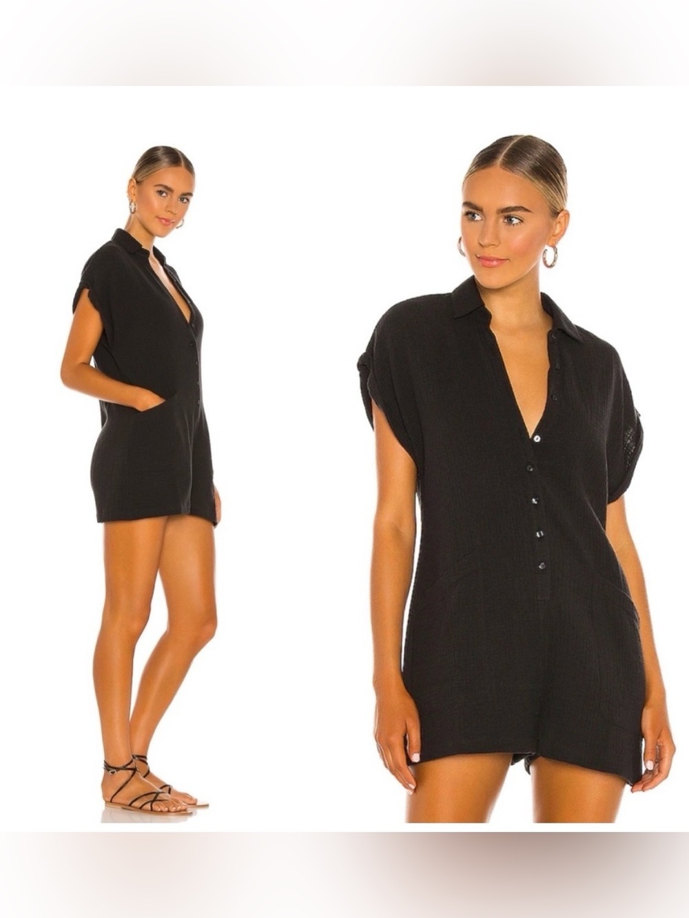 L*SPACE Mika Romper In Black . Size Large